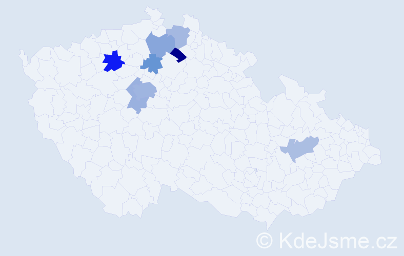 Příjmení: 'Kramerius', počet výskytů 15 v celé ČR