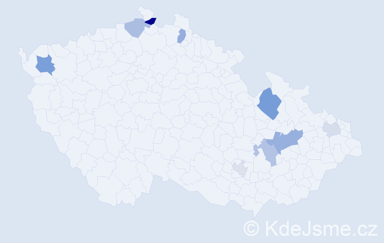 Příjmení: 'Kožuškanič', počet výskytů 13 v celé ČR