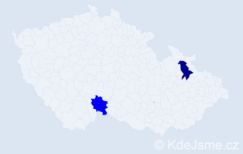 Příjmení: 'Pištoľ', počet výskytů 2 v celé ČR
