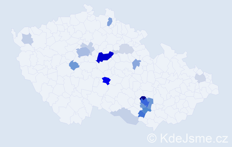 Příjmení: 'Kozdera', počet výskytů 63 v celé ČR
