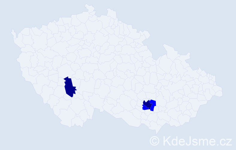 Příjmení: 'Tošič', počet výskytů 8 v celé ČR