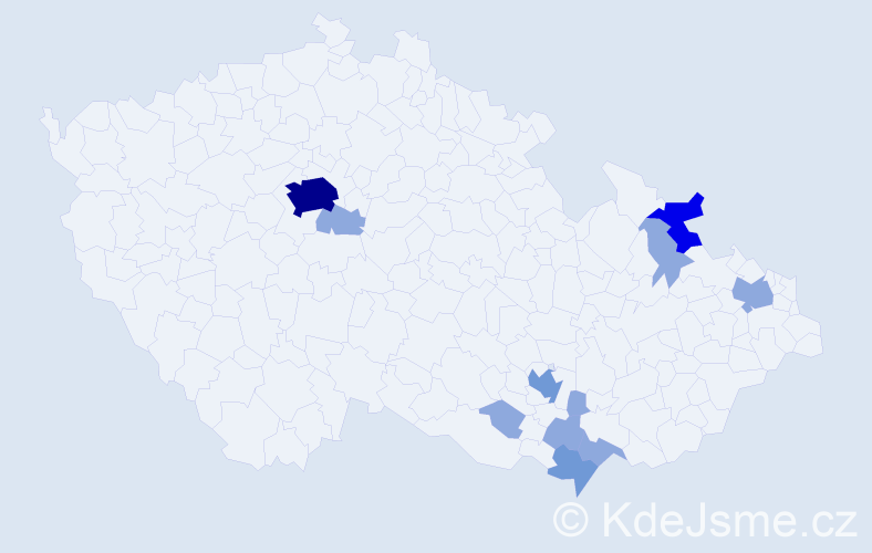 Příjmení: 'Bedaň', počet výskytů 22 v celé ČR