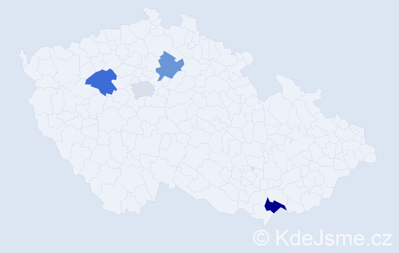 Příjmení: 'Vasiljevič', počet výskytů 5 v celé ČR