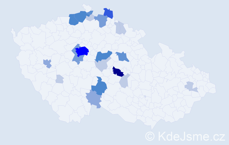 Příjmení: 'Cimpl', počet výskytů 70 v celé ČR