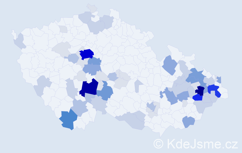 Příjmení: 'Sváček', počet výskytů 251 v celé ČR