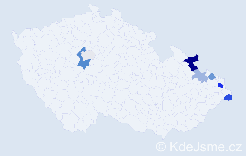 Příjmení: 'Tkaczyk', počet výskytů 14 v celé ČR