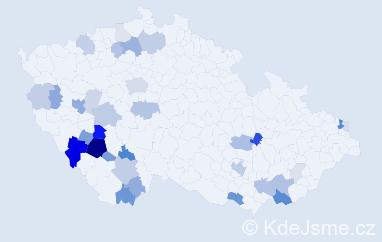 Příjmení: 'Požárková', počet výskytů 97 v celé ČR