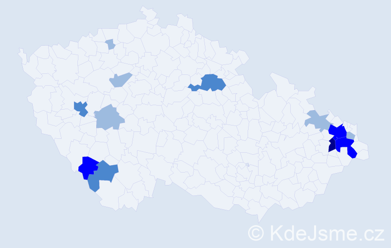 Příjmení: 'Kerekešová', počet výskytů 24 v celé ČR