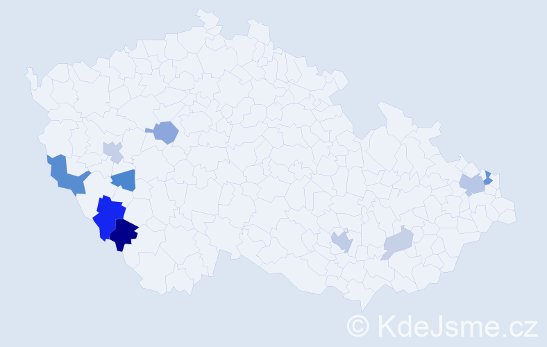Příjmení: 'Čief', počet výskytů 26 v celé ČR