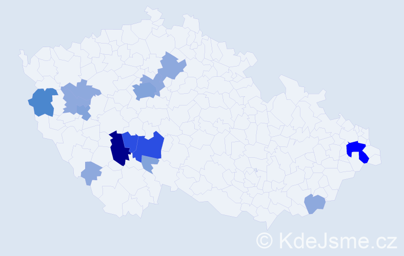 Příjmení: 'Handrejch', počet výskytů 40 v celé ČR