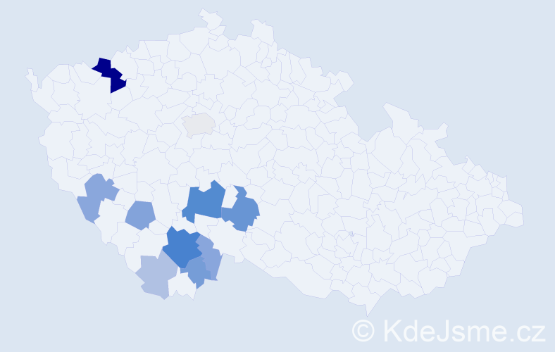 Příjmení: 'Vrábková', počet výskytů 36 v celé ČR