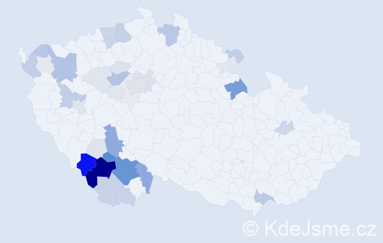 Příjmení: 'Kolafová', počet výskytů 143 v celé ČR