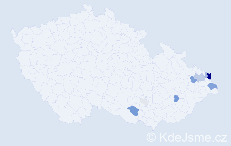 Příjmení: 'Kurnik', počet výskytů 20 v celé ČR