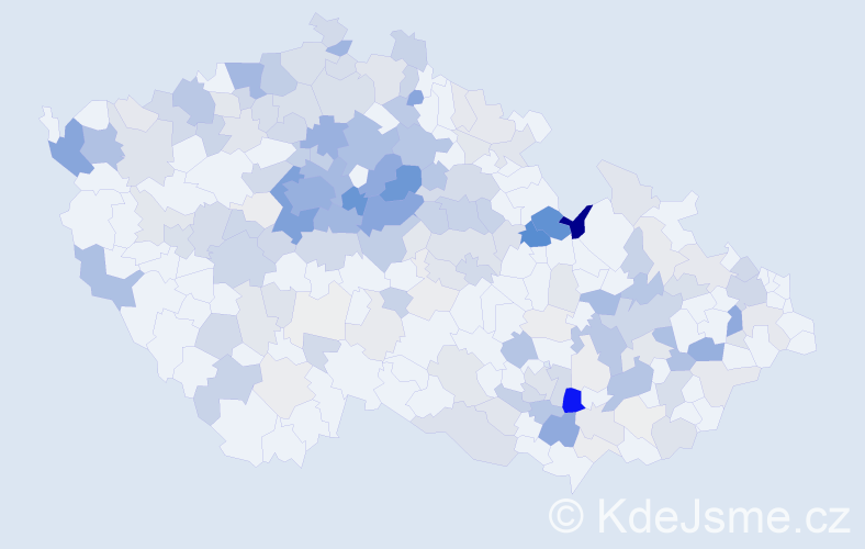Příjmení: 'Borovička', počet výskytů 861 v celé ČR