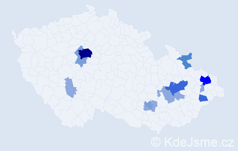 Příjmení: 'Šmidák', počet výskytů 32 v celé ČR