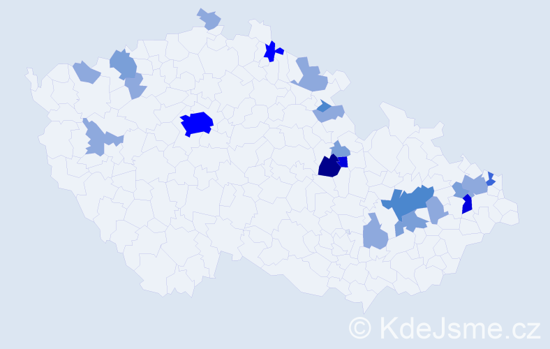 Příjmení: 'Adamský', počet výskytů 56 v celé ČR