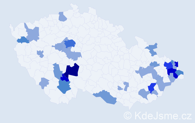 Příjmení: 'Krůčková', počet výskytů 100 v celé ČR