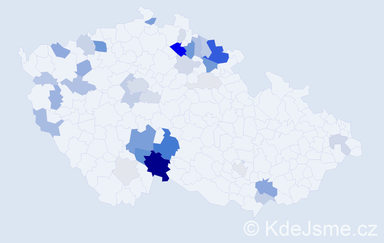 Příjmení: 'Kalkus', počet výskytů 115 v celé ČR