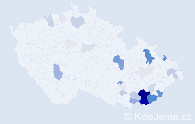 Příjmení: 'Pomykal', počet výskytů 99 v celé ČR