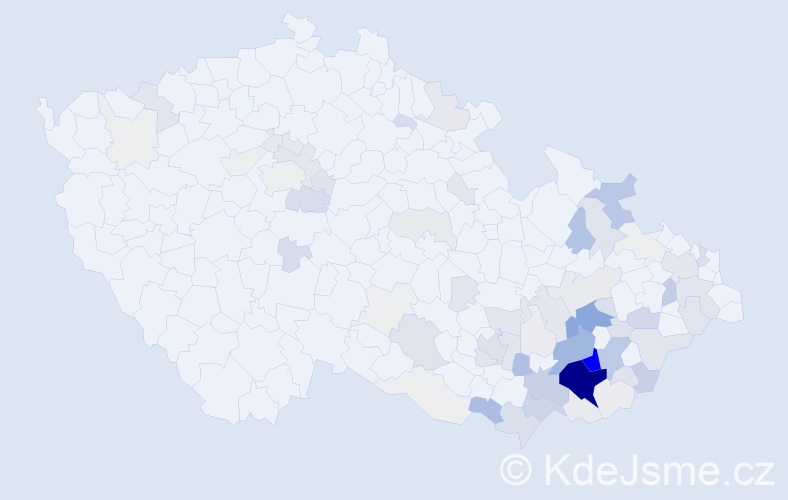 Příjmení: 'Čevela', počet výskytů 343 v celé ČR