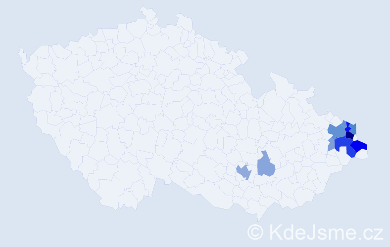 Příjmení: 'Kajfošová', počet výskytů 36 v celé ČR