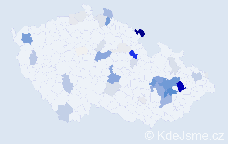 Příjmení: 'Čuri', počet výskytů 158 v celé ČR