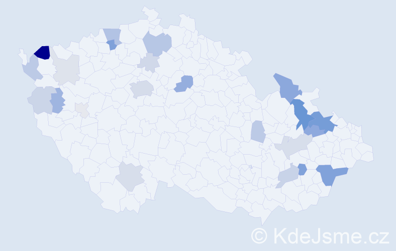 Příjmení: 'Kajaba', počet výskytů 69 v celé ČR