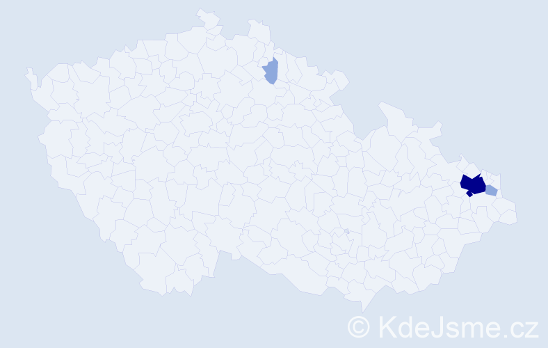 Příjmení: 'Prodzová', počet výskytů 7 v celé ČR