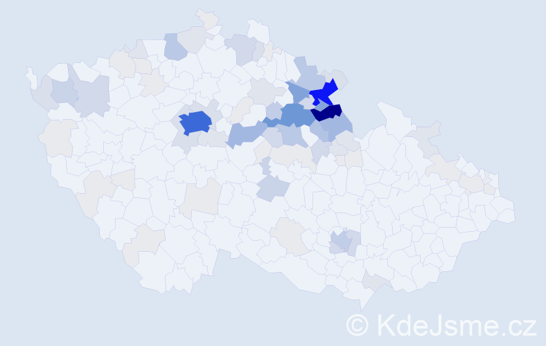 Příjmení: 'Čtvrtečková', počet výskytů 347 v celé ČR