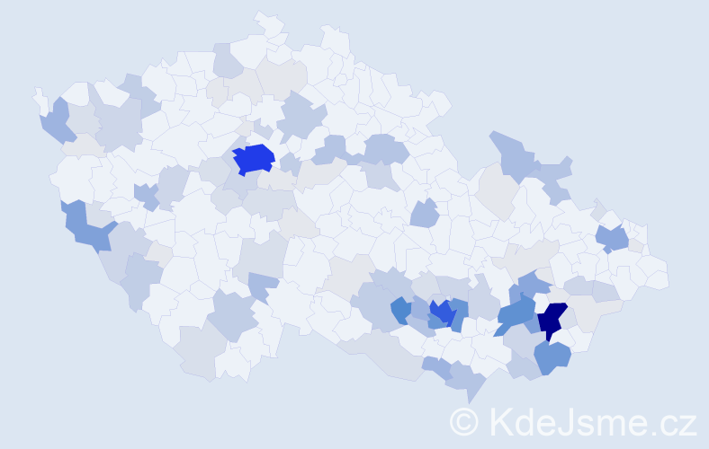 Příjmení: 'Krčma', počet výskytů 379 v celé ČR