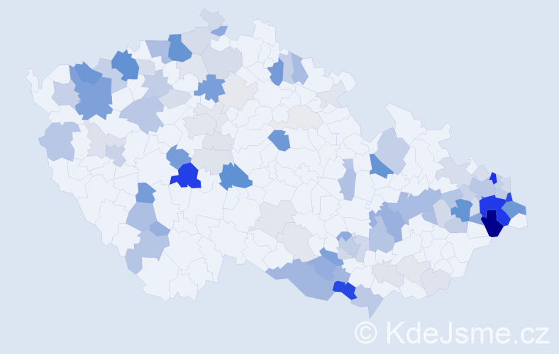 Příjmení: 'Kišová', počet výskytů 313 v celé ČR