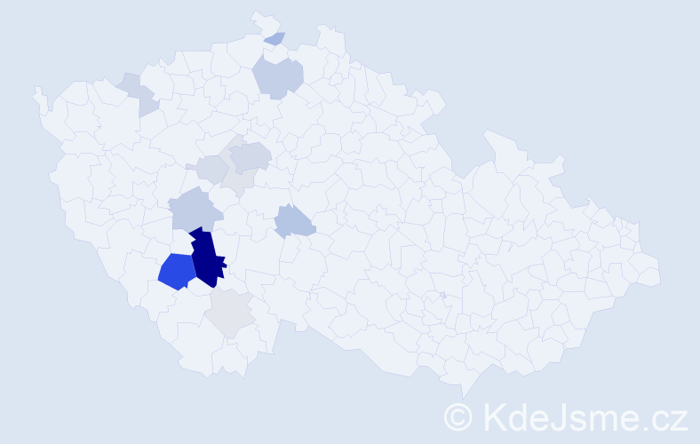 Příjmení: 'Čuřín', počet výskytů 48 v celé ČR