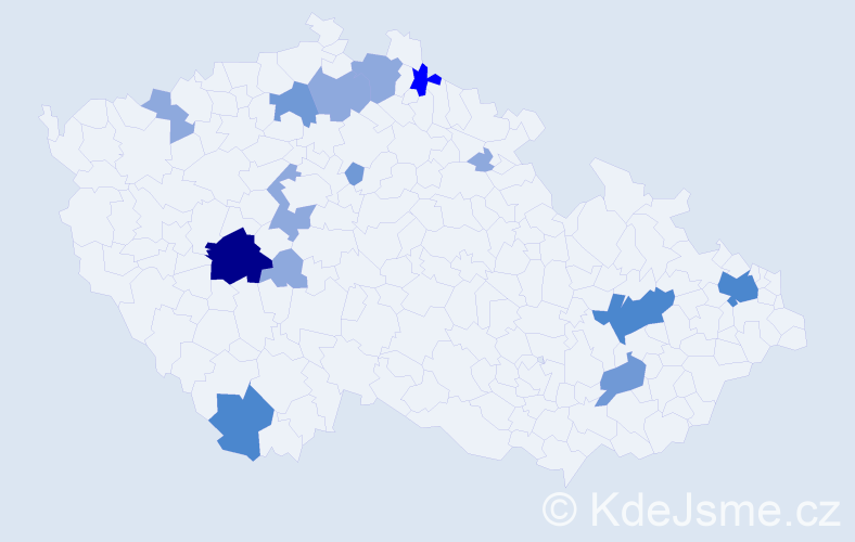 Příjmení: 'Nauč', počet výskytů 31 v celé ČR