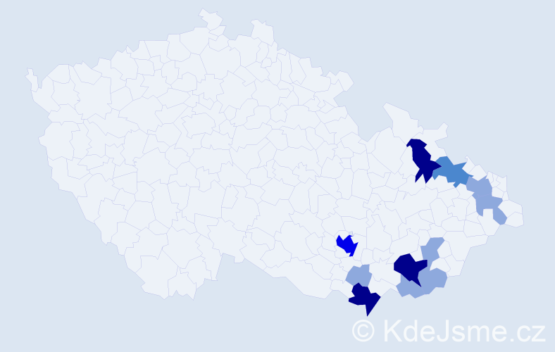Příjmení: 'Maněk', počet výskytů 32 v celé ČR
