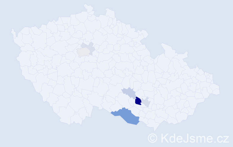 Příjmení: 'Čertek', počet výskytů 23 v celé ČR