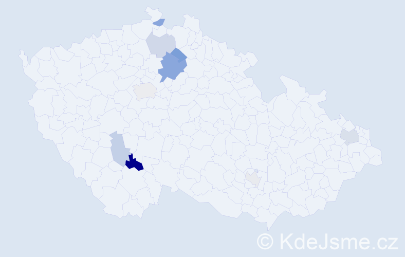 Příjmení: 'Báčková', počet výskytů 16 v celé ČR
