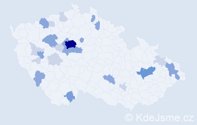 Příjmení: 'Todorovová', počet výskytů 61 v celé ČR