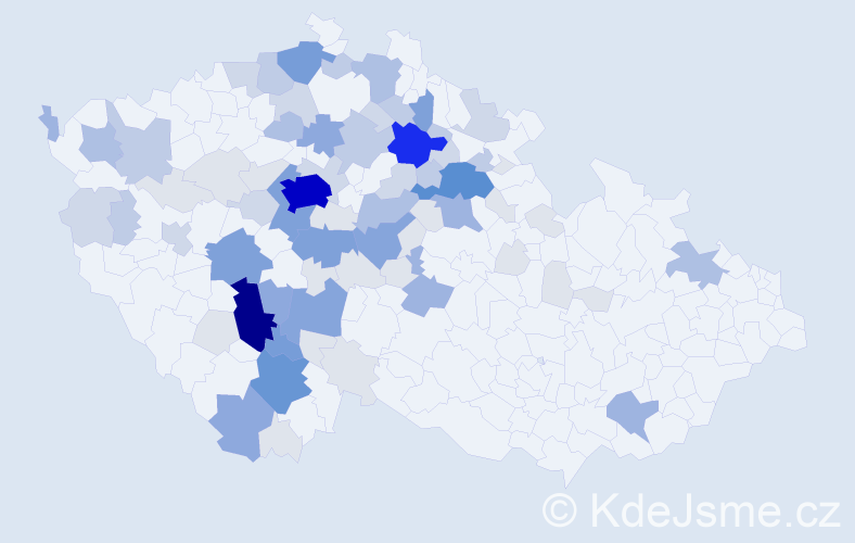 Příjmení: 'Kuntová', počet výskytů 290 v celé ČR