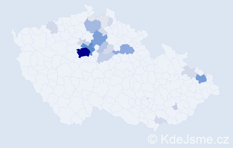 Příjmení: 'Běla', počet výskytů 107 v celé ČR