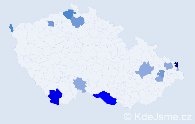 Příjmení: 'Čižmarová', počet výskytů 33 v celé ČR