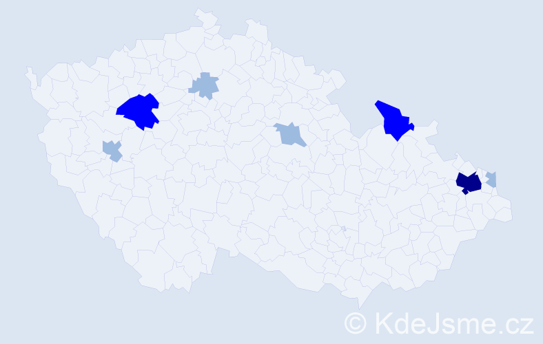Příjmení: 'Kisel', počet výskytů 14 v celé ČR