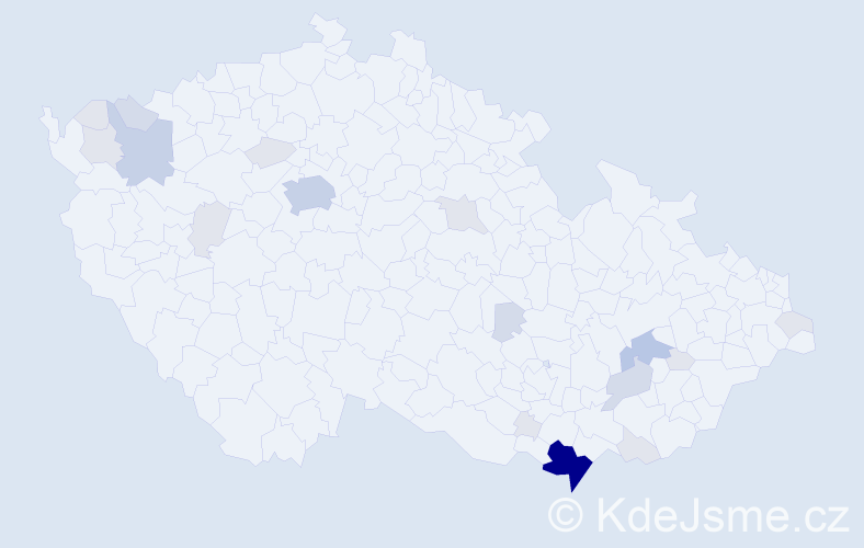 Příjmení: 'Kruták', počet výskytů 60 v celé ČR