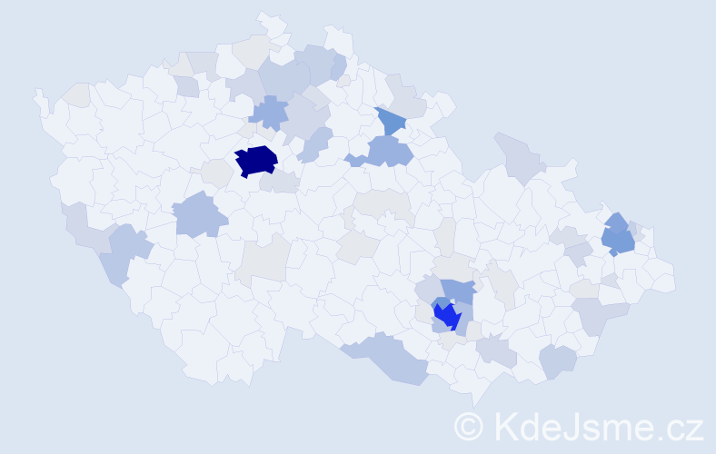 Příjmení: 'Antonín', počet výskytů 264 v celé ČR