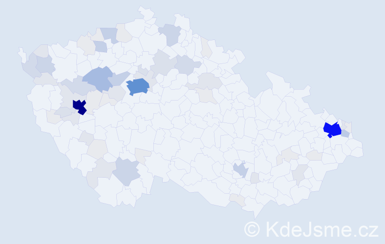 Příjmení: 'Tišerová', počet výskytů 260 v celé ČR