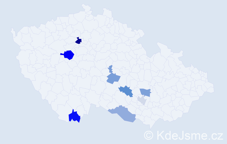 Příjmení: 'Chinbat', počet výskytů 11 v celé ČR