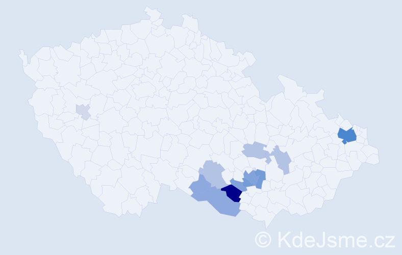 Příjmení: 'Ruibarová', počet výskytů 50 v celé ČR