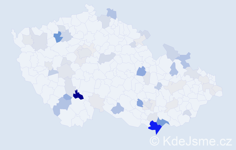 Příjmení: 'Hasil', počet výskytů 190 v celé ČR