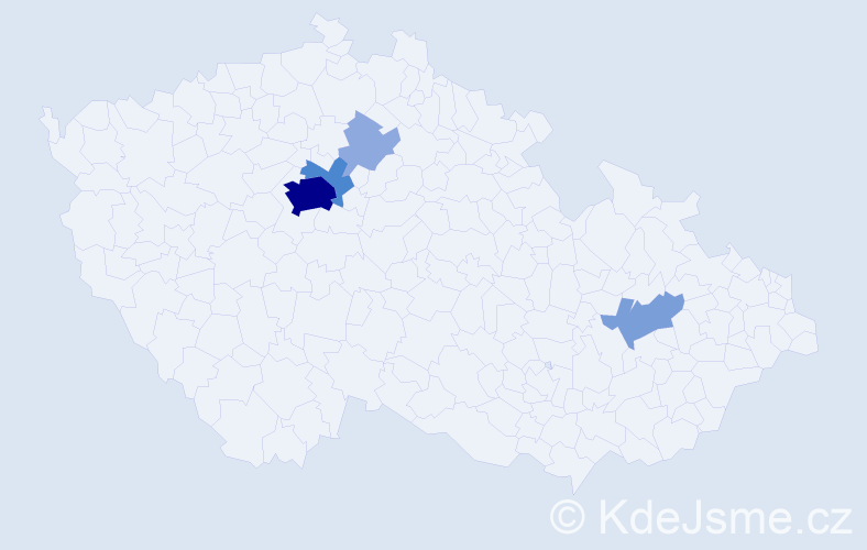 Příjmení: 'Teč', počet výskytů 13 v celé ČR