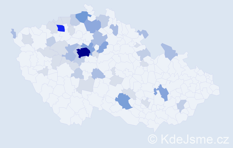 Příjmení: 'Jetel', počet výskytů 127 v celé ČR
