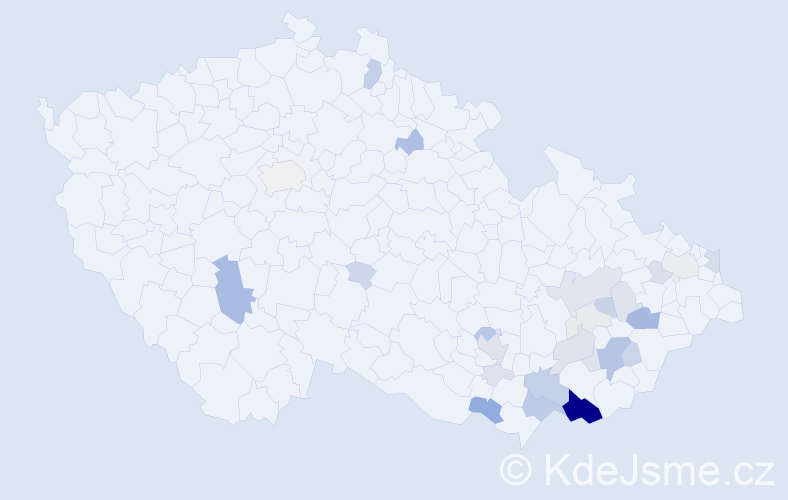 Příjmení: 'Křížanová', počet výskytů 96 v celé ČR